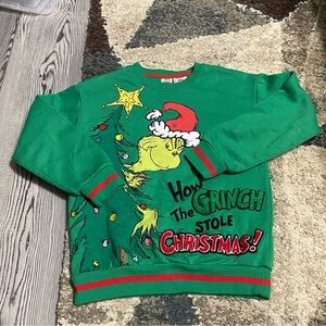 Dr. Seuss Green Grinch Christmas Sweatshirt Kids Size 8
